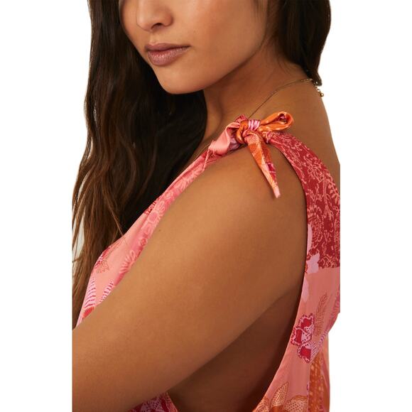 New! Free People Tied to You Print Surplice Tank in Lemonade Combo, size XL - Picture 14 of 16
